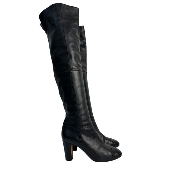 Chanel Leather Over-the-knee Heeled Boots Sz.38 - Picture 2 of 16